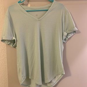 Lululemon | Mint Green and Grey Stripped T-Shirt
